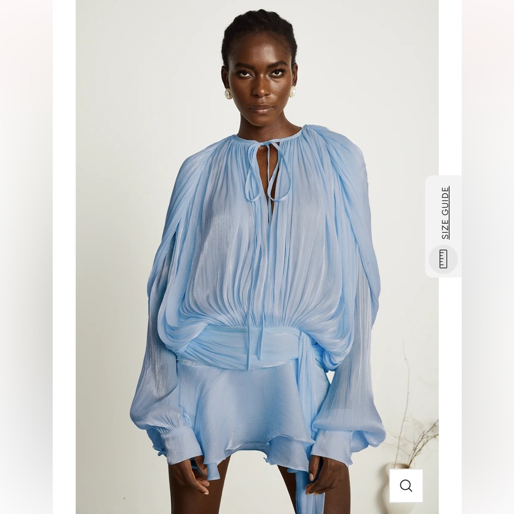 Eugénie Neutral Fully Pleated Ruffled Mini Dress